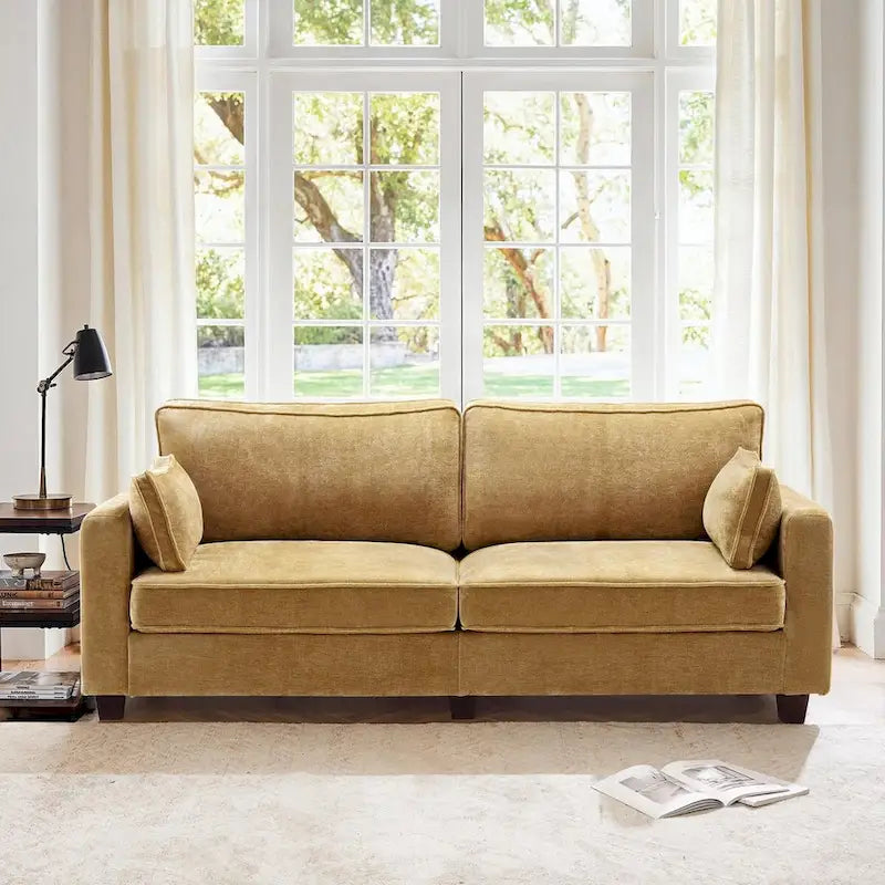 81 Modern Corduroy 3 Seater Sofa, Polyester Rectangle Upholstered Sofa with Wood Base for Living Room