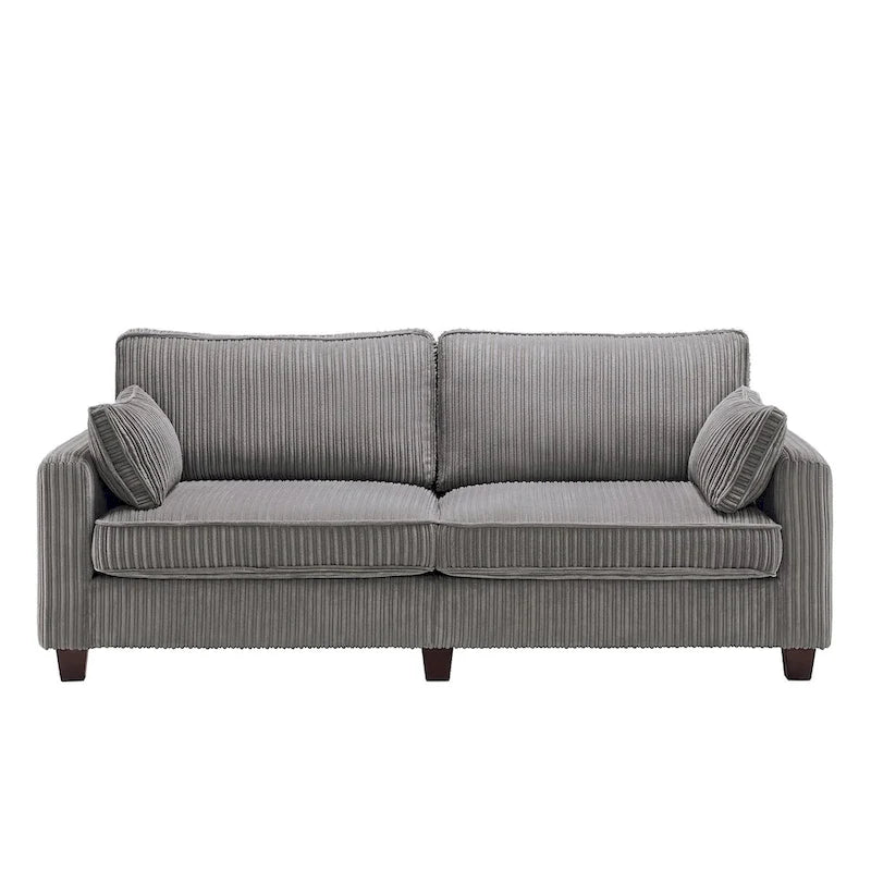 81 Modern Corduroy 3 Seater Sofa, Polyester Rectangle Upholstered Sofa with Wood Base for Living Room