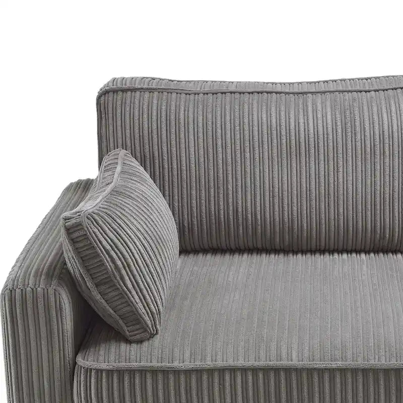 81 Modern Corduroy 3 Seater Sofa, Polyester Rectangle Upholstered Sofa with Wood Base for Living Room