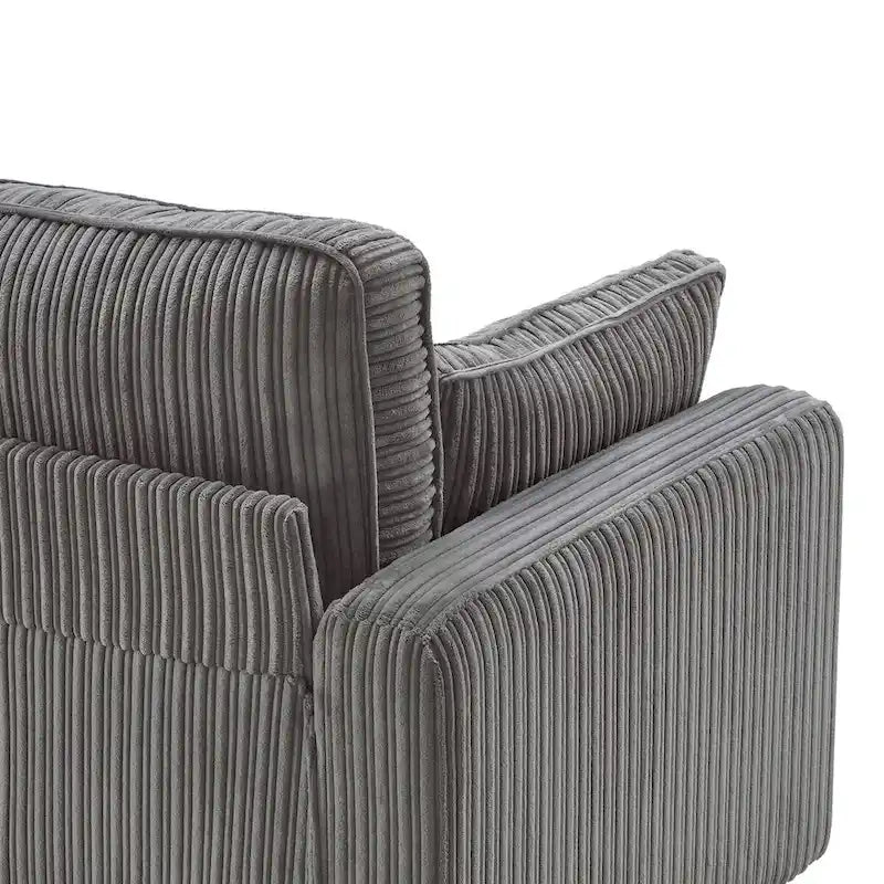 81 Modern Corduroy 3 Seater Sofa, Polyester Rectangle Upholstered Sofa with Wood Base for Living Room