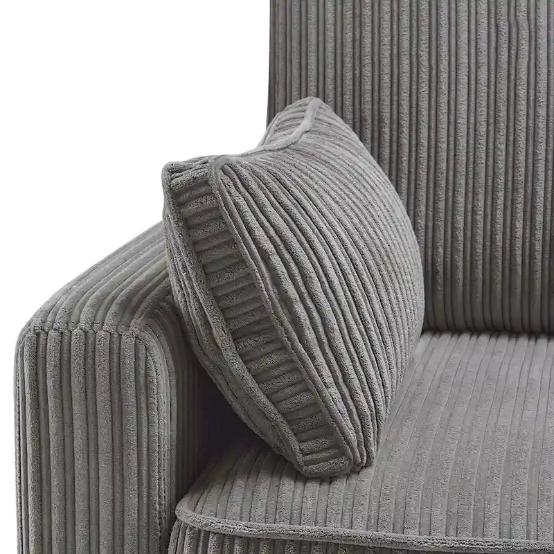 81 Modern Corduroy 3 Seater Sofa, Polyester Rectangle Upholstered Sofa with Wood Base for Living Room