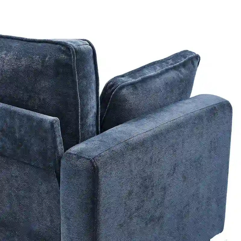 81 Modern Corduroy 3 Seater Sofa, Polyester Rectangle Upholstered Sofa with Wood Base for Living Room
