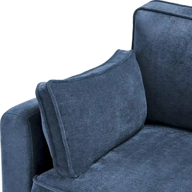 81 Modern Corduroy 3 Seater Sofa, Polyester Rectangle Upholstered Sofa with Wood Base for Living Room