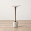 Contemporary Marble Pedestal Drink Table Round Accent Table