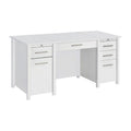 Wim 60 Inch Lift Top Office Desk, 4 Drawers, 2 Pull Out Trays, Glossy White