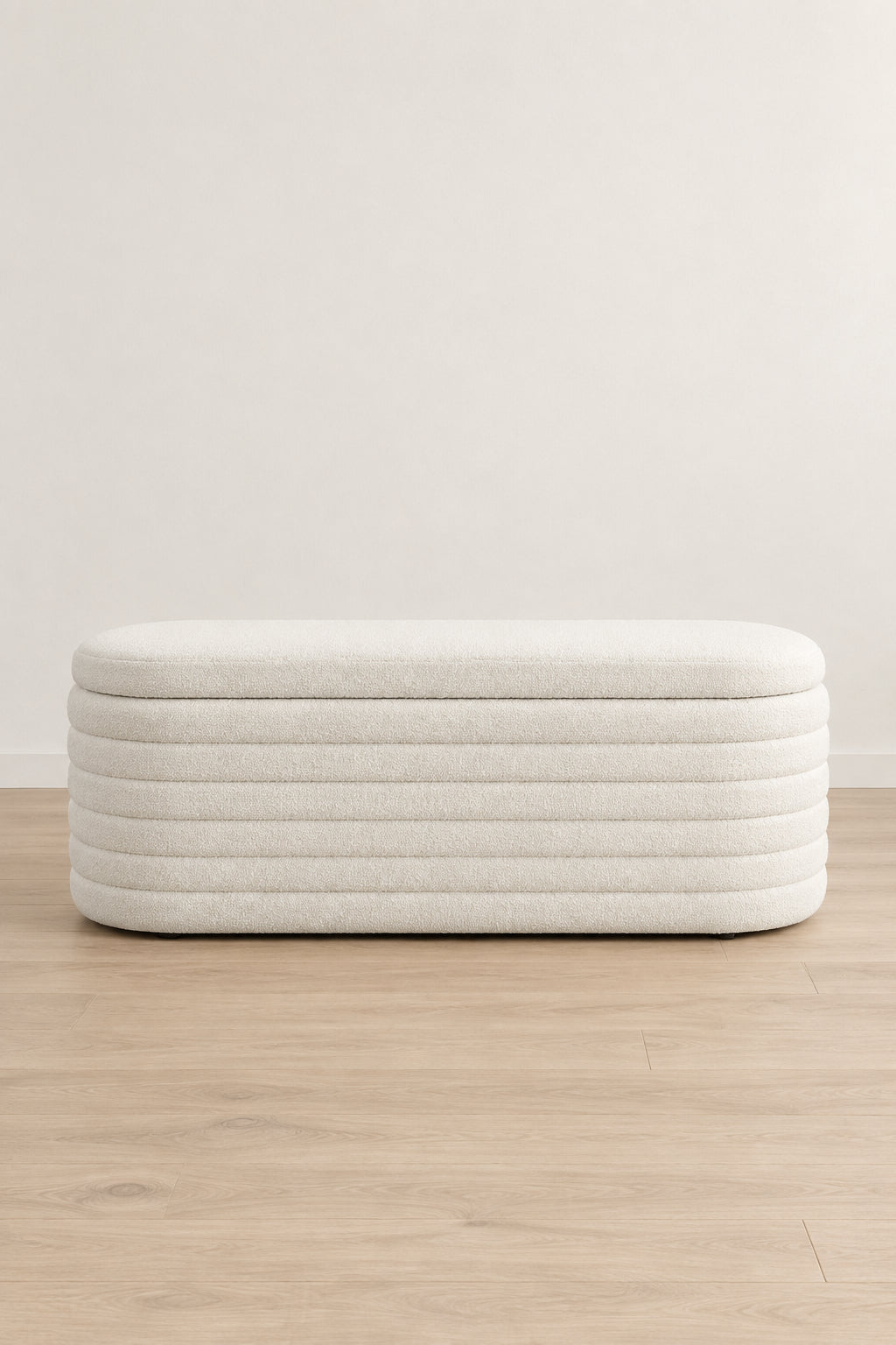 46 Storage Ottoman Bench, Teddy Fleece Upholstered Boucle Storage Bench with Wood Frame, Bedroom Bench for Living Room