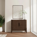 SOLID HARDWOOD 38 Wide Rectangle Modern 2 Door Sideboard Buffet/Storage Cabinet in Walnut Brown