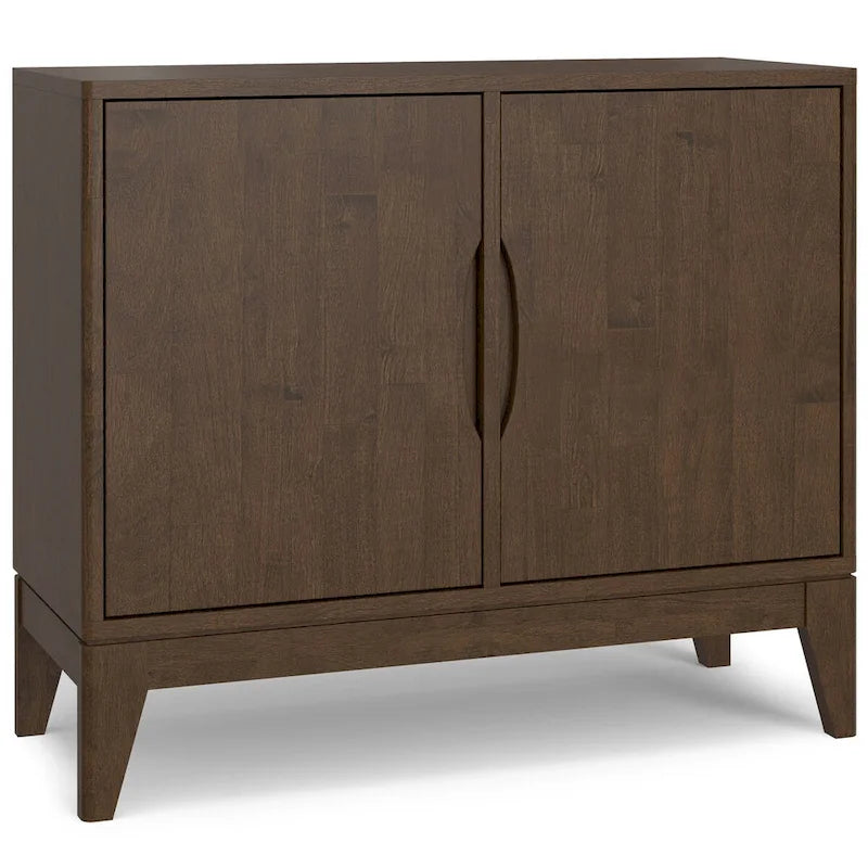 SOLID HARDWOOD 38 Wide Rectangle Modern 2 Door Sideboard Buffet/Storage Cabinet in Walnut Brown