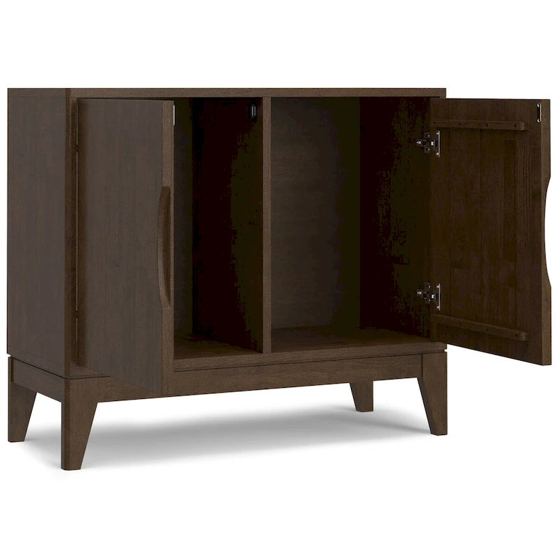 SOLID HARDWOOD 38 Wide Rectangle Modern 2 Door Sideboard Buffet/Storage Cabinet in Walnut Brown