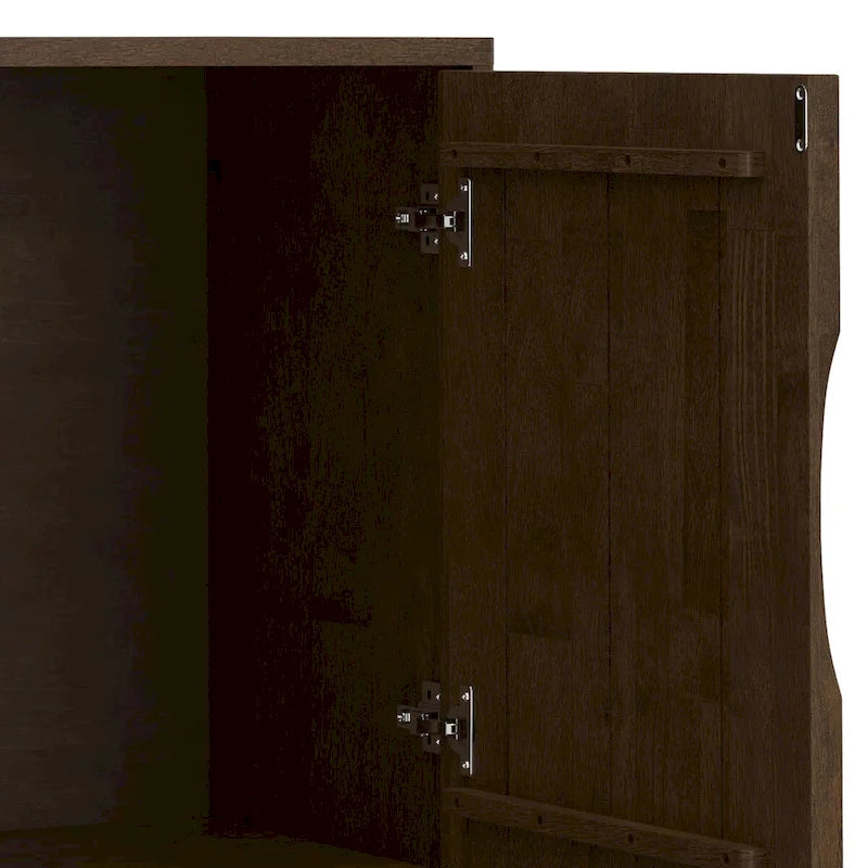 SOLID HARDWOOD 38 Wide Rectangle Modern 2 Door Sideboard Buffet/Storage Cabinet in Walnut Brown